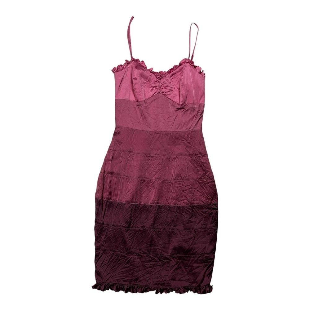 Betsey Johnson Vintage Y2K 100% Silk Gradient Pink Mini Dress Size 2